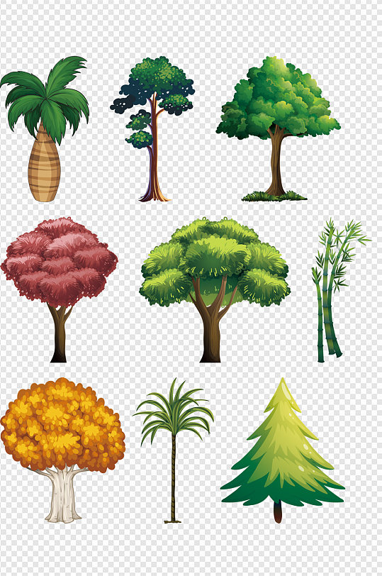 树木插画园林景观免扣元素