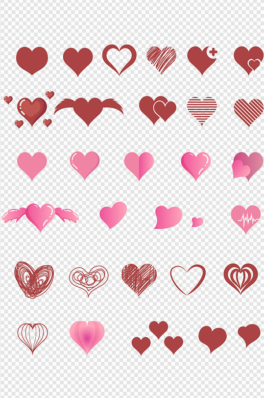 红心爱心情人节图案图标免扣元素