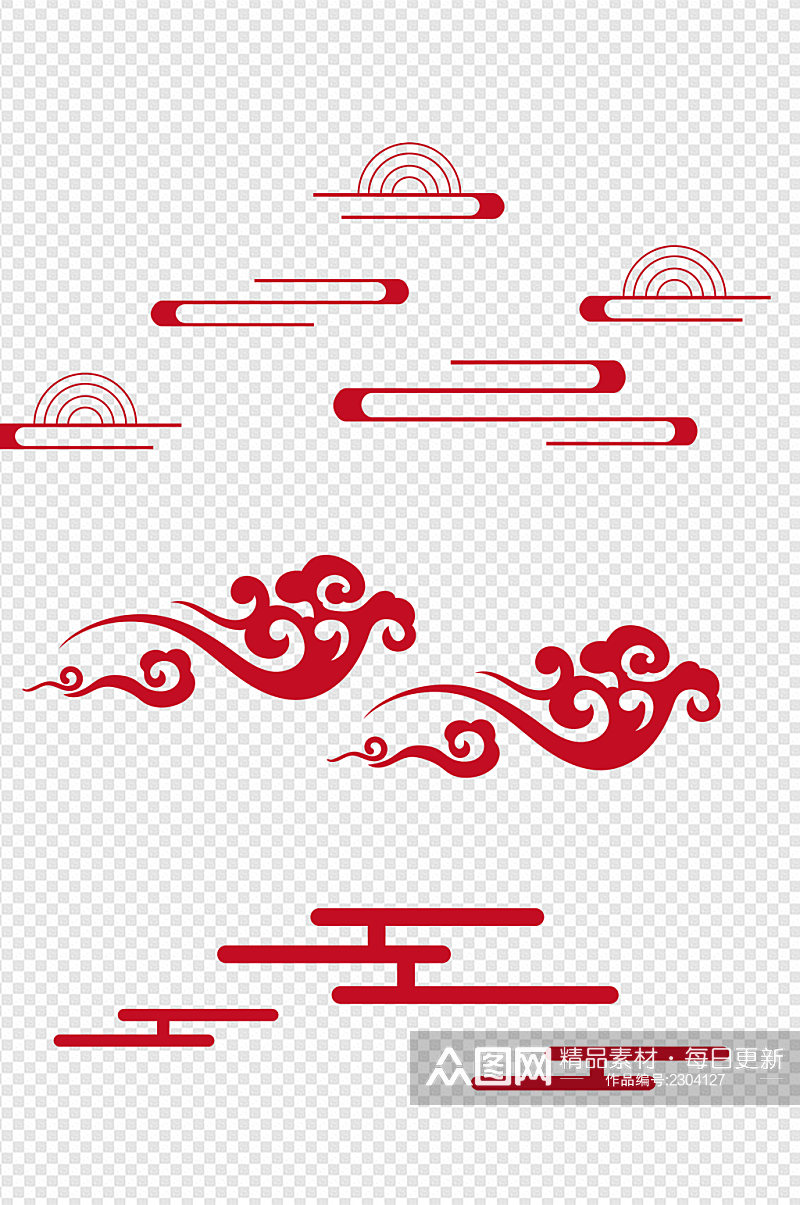 中国风古典祥云花纹云纹图案设计免扣元素素材
