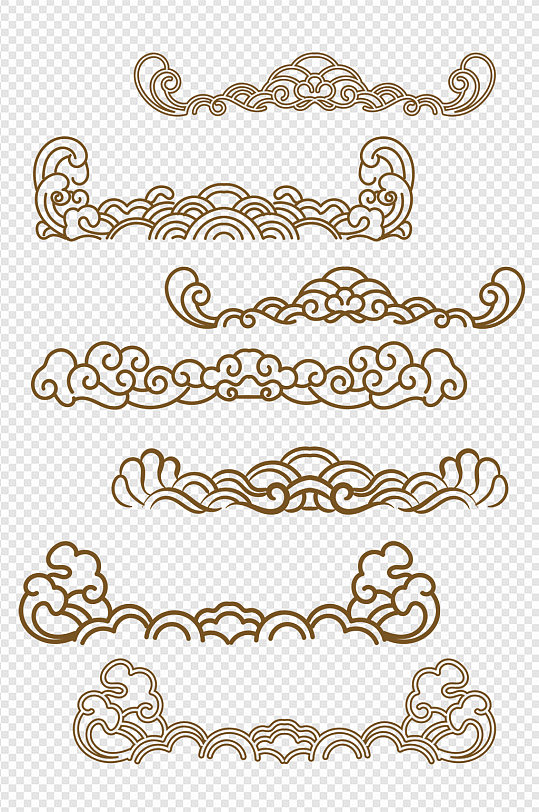 中国风古典祥云图案边框文本分割线免扣元素
