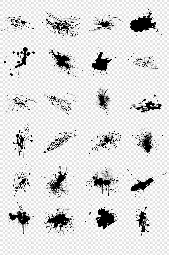 水墨墨迹泼墨风喷溅笔墨笔触笔免扣元素素材-众图网