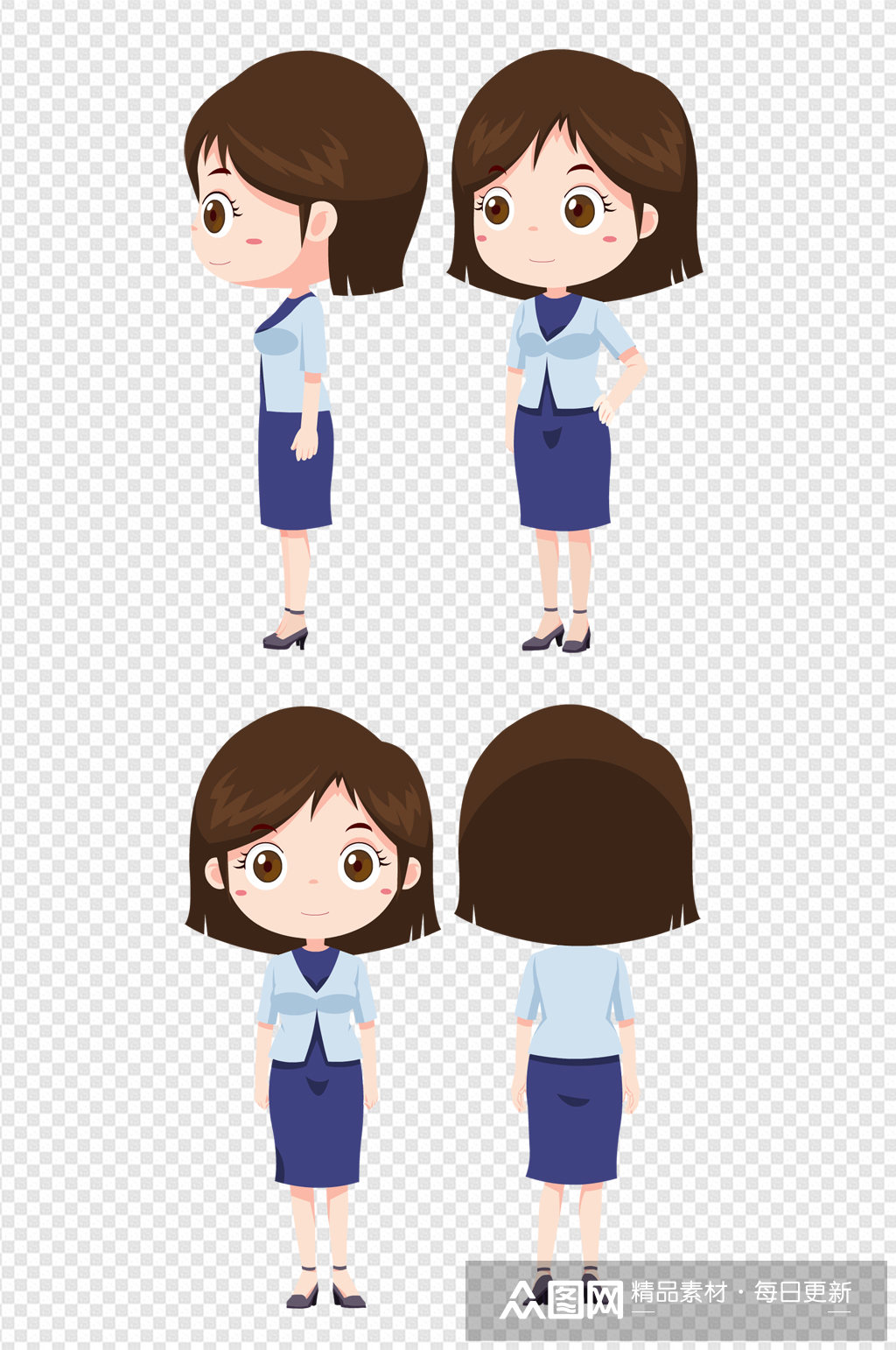 卡通人物q版职业人物动漫形象转面免扣元素模板下载-编号2307202