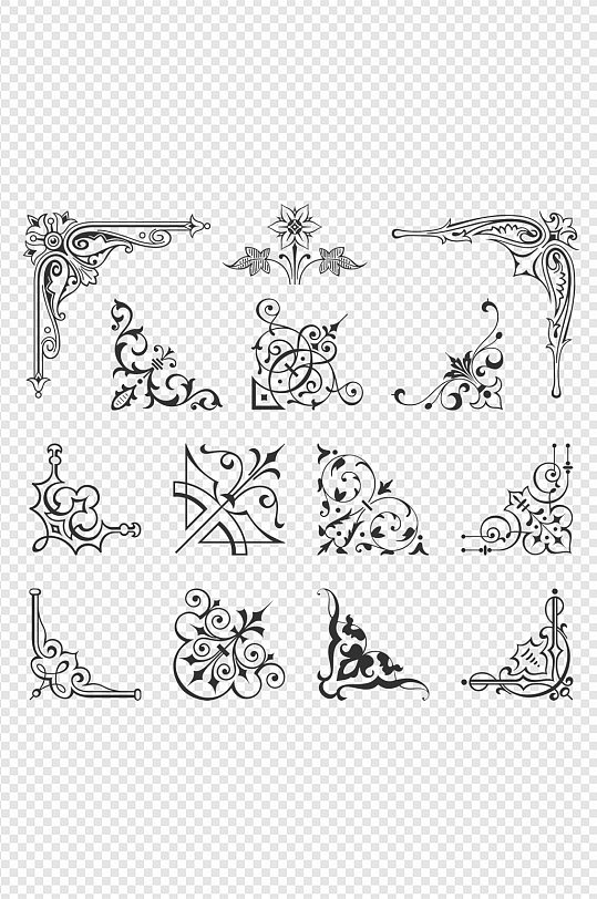 古典复古欧式对角花纹欧式花纹设计免扣元素