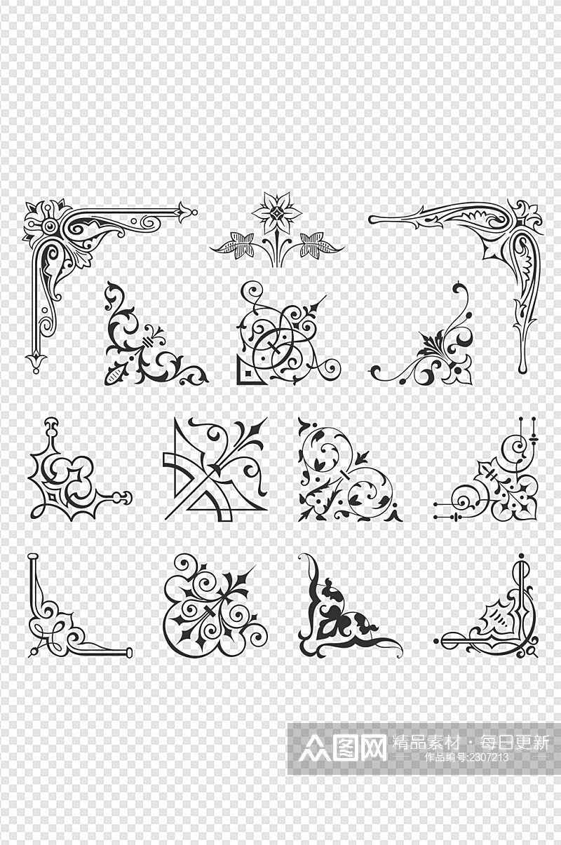 古典复古欧式对角花纹欧式花纹设计免扣元素素材