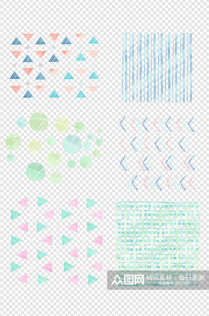 手绘几何花纹格纹波点装饰素材图案免扣元素素材