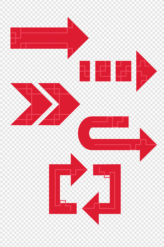 中国风古风红色箭头方向指示图标免扣元素