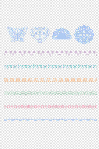 蕾丝花边镂空边框分隔线装饰免扣元素