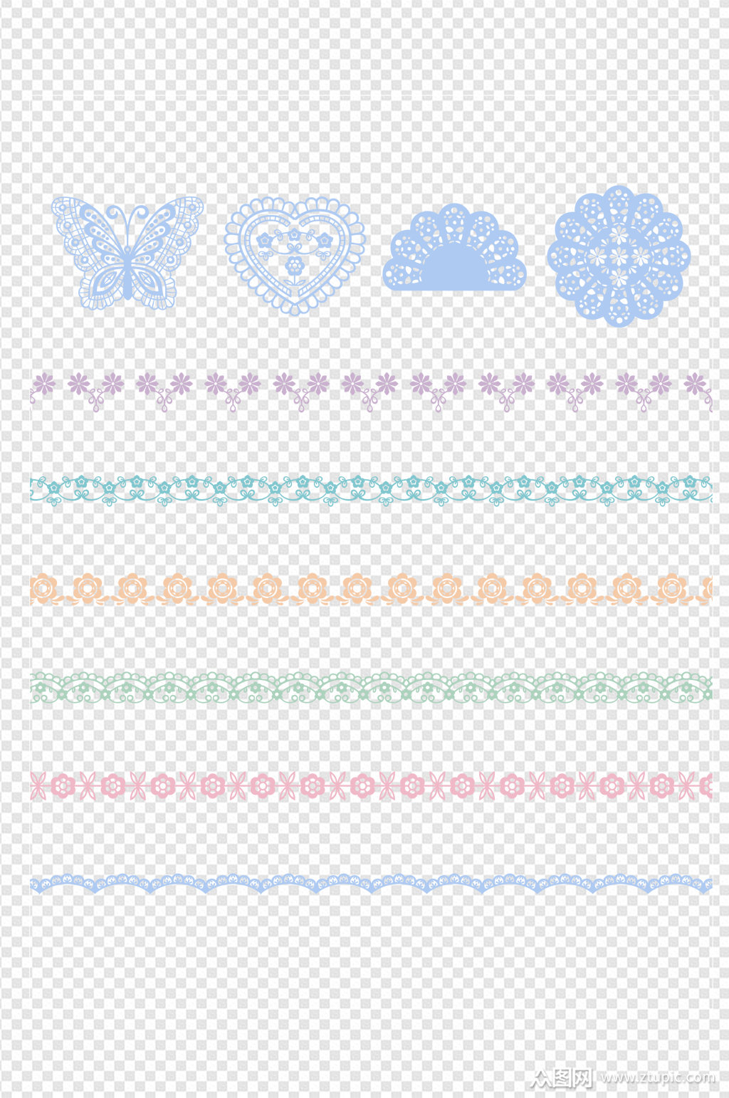 蕾丝花边镂空边框分隔线装饰免扣元素
