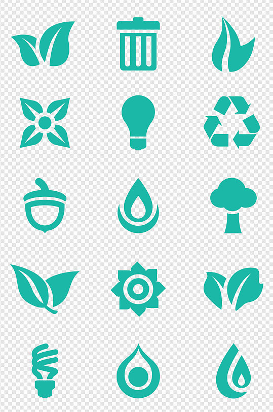 绿色循环节能环保标志指示图标免扣元素