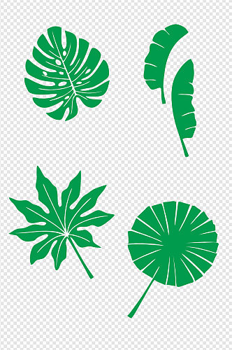 叶子植物绿色绿叶装饰底纹龟背竹免扣元素