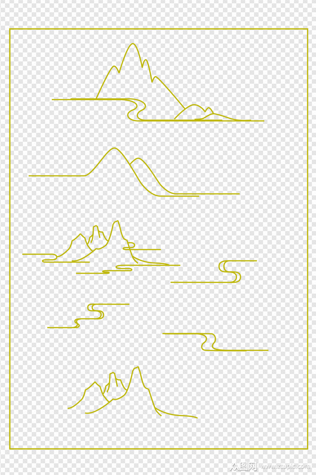 中国风传统山水单个素材免扣元素模板下载-编号2342974-众图网