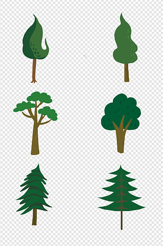插画素材树林植物树木园林景观场景免扣元素