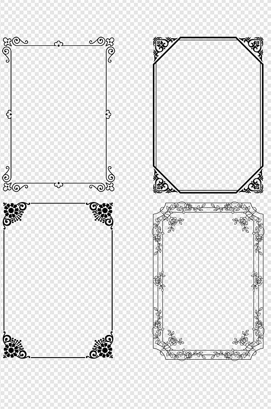 极简线条方形边框png图透明免扣素材