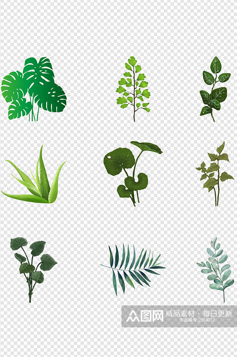 绿植元素绿色花卉装饰图标养殖免扣元素素材
