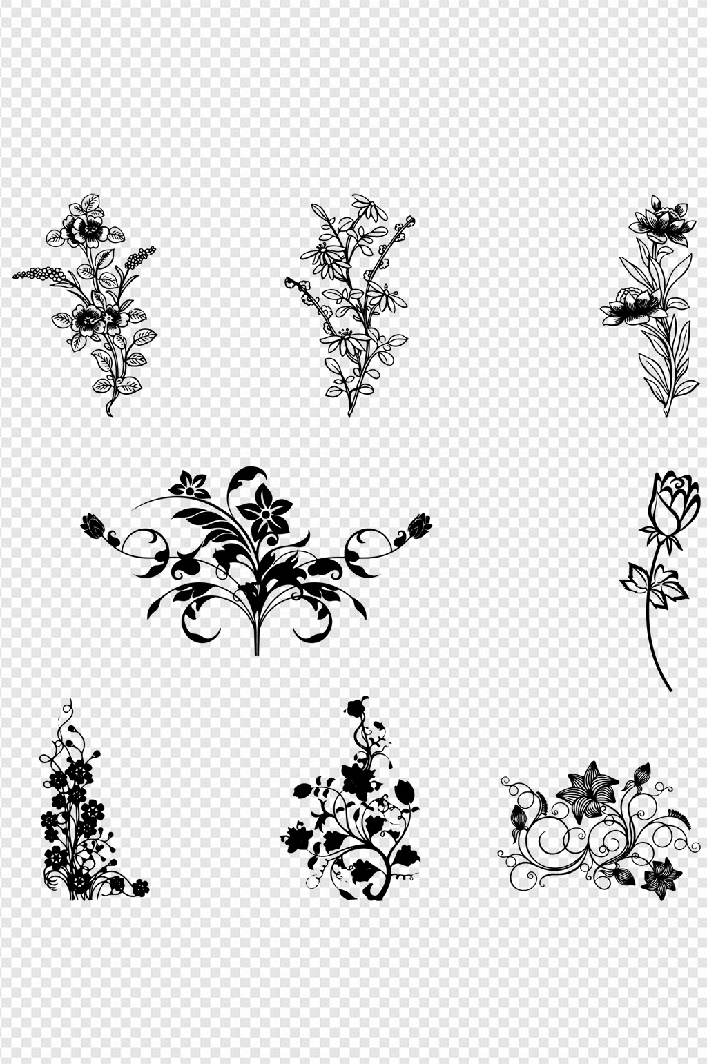 植物纹样黑白图片