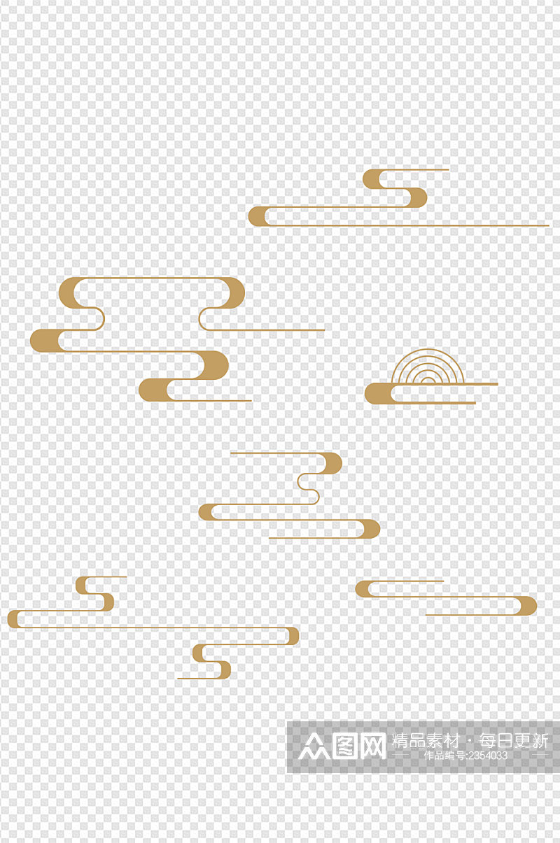 中式祥云中国风古风装饰线条免扣元素素材