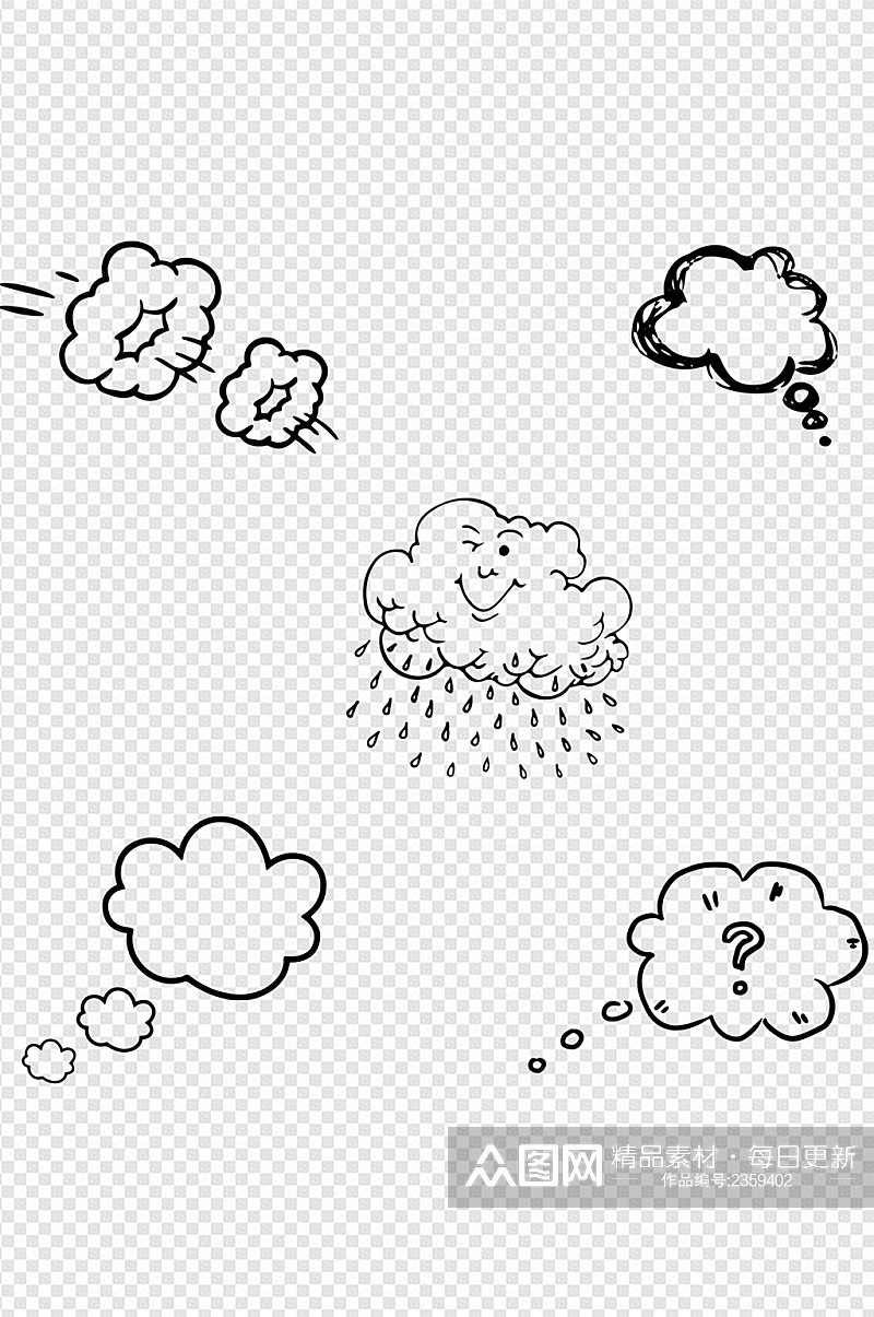 云纹云朵云雨云框线条图标图案图免扣元素素材