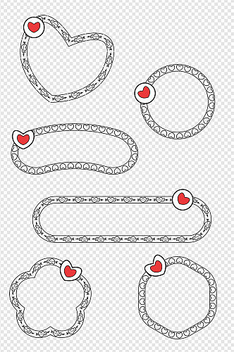 爱心图案装饰边框线条边框标题框免扣元素