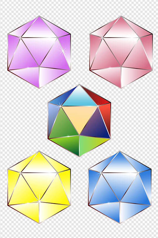 彩色水晶宝石钻石矿石免扣元素