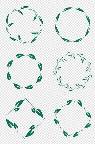 绿色小清新植物装饰边框圆形边框免扣元素
