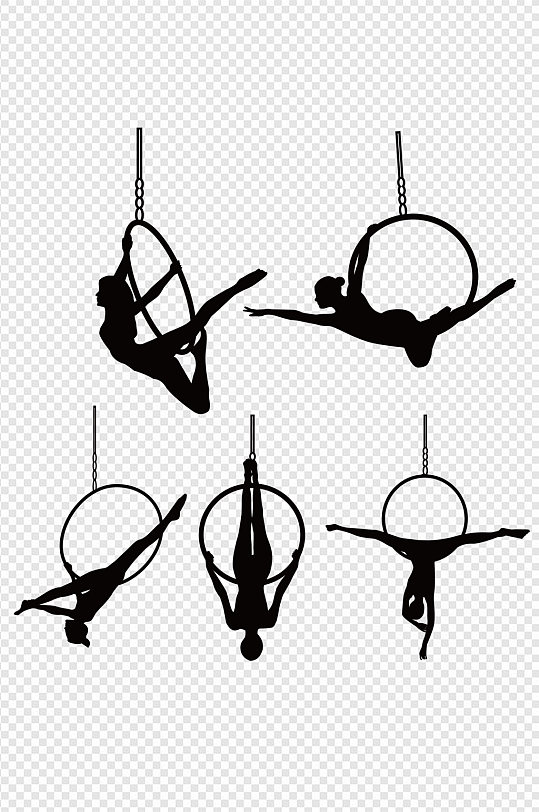高空舞蹈空中瑜伽旋转吊环少女人物免扣元素