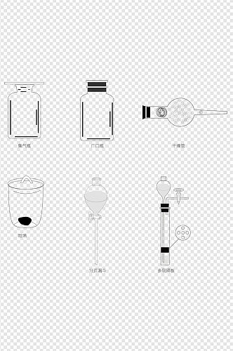 线条画化学实验室器材免扣元素