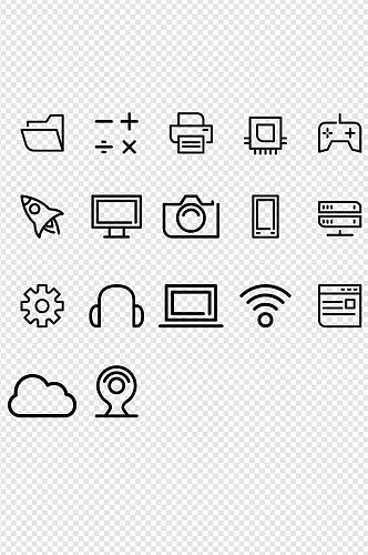简洁线条办公图标免扣元素