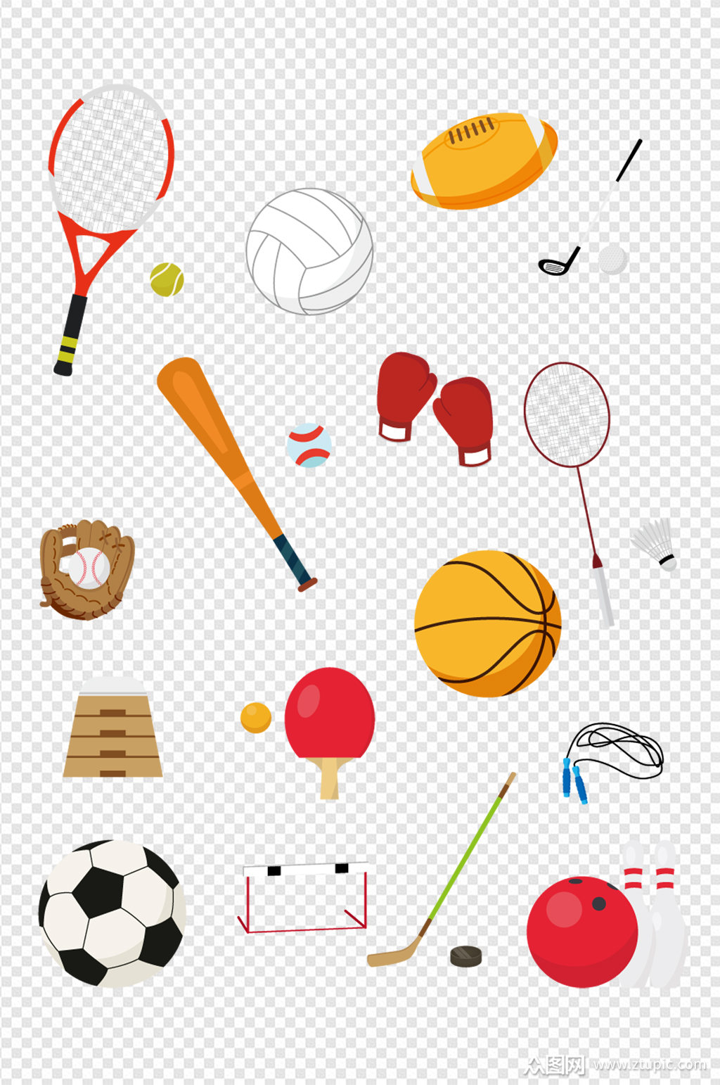 卡通手绘体育项目球类运动免扣元素素材