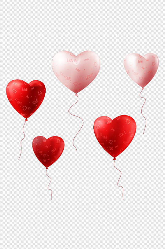 七夕情人节气球爱心红心免扣元素-众图网