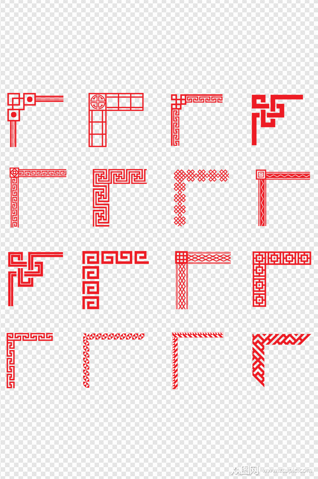 中式中国风古典红色喜庆花边边框免扣元素