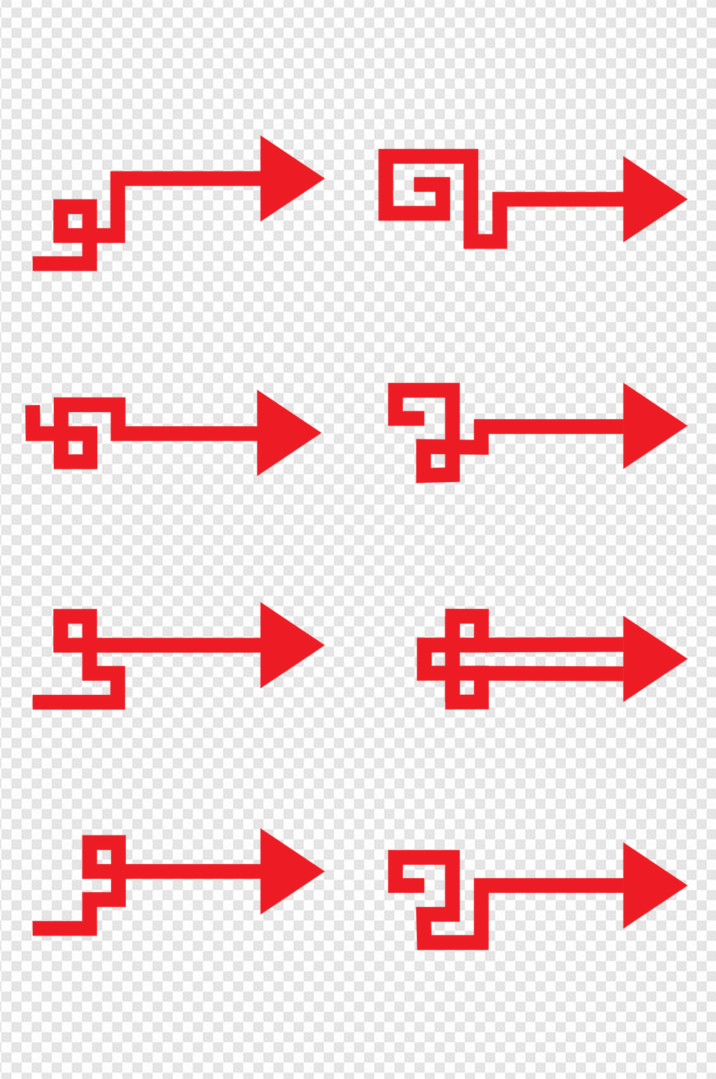 箭头中国风国潮红色方向指示复古免扣元素素材