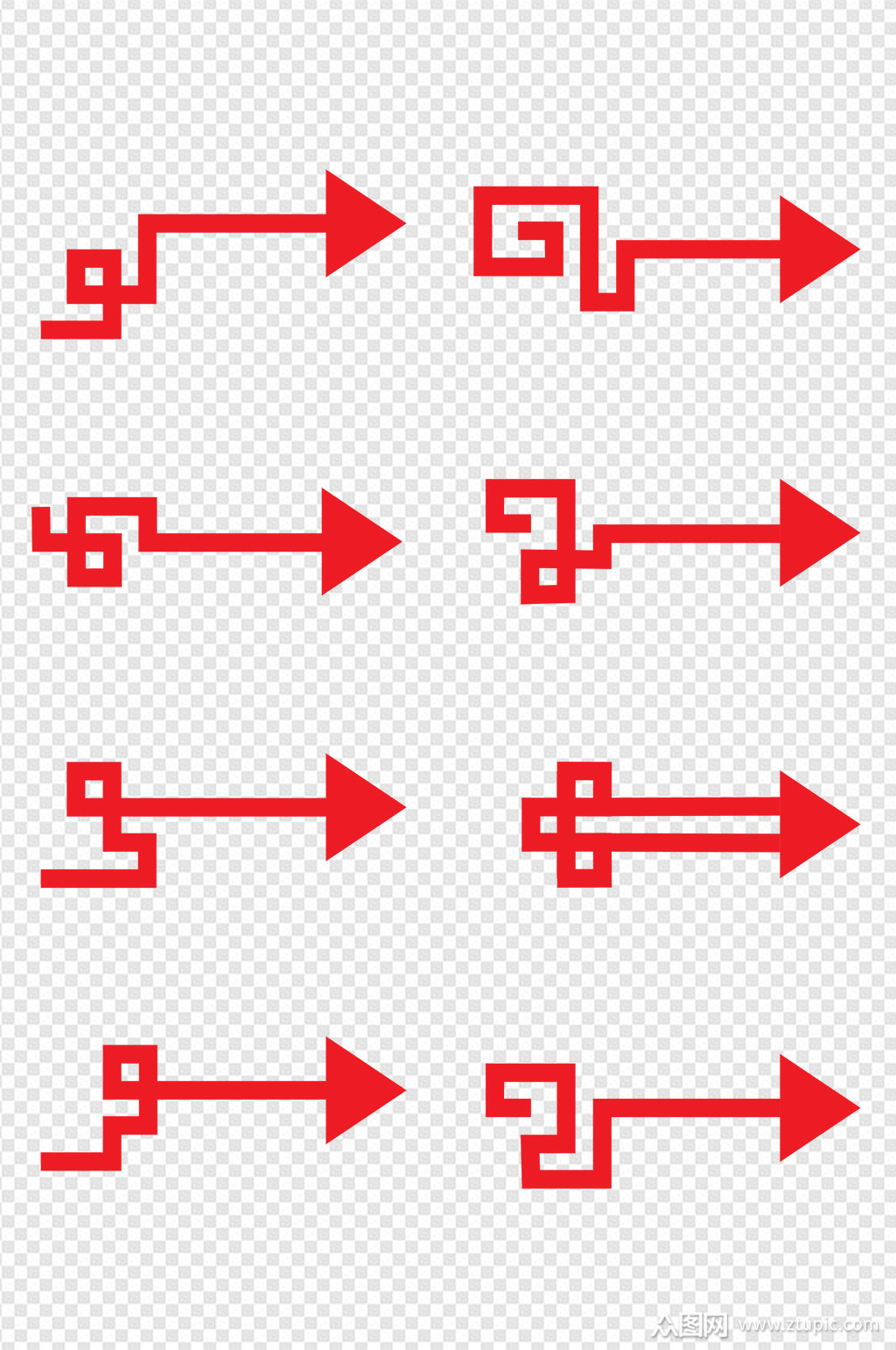 箭头中国风国潮红色方向指示复古免扣元素素材