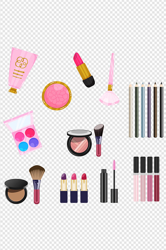 手绘卡通化妆品插画图片-手绘卡通化妆品插画素材下载-众图网