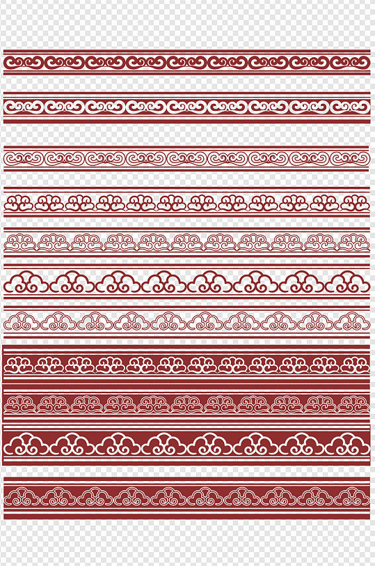 中式花纹花边复古中国红纹理免扣元素