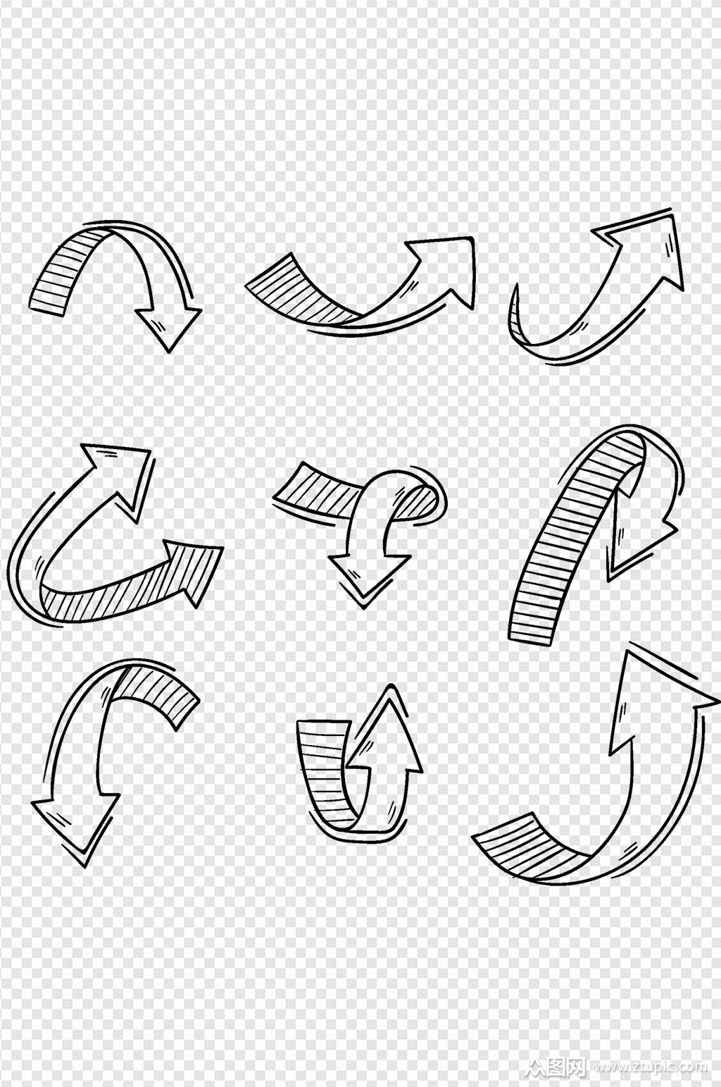 创意灰色极简箭头免扣元素素材