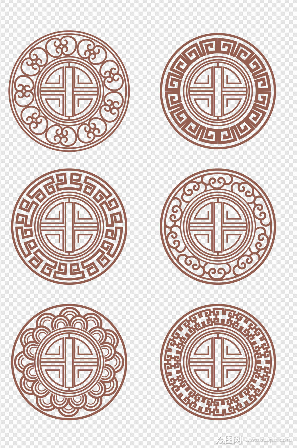 中国风传统吉祥花纹图案青花花纹免扣元素