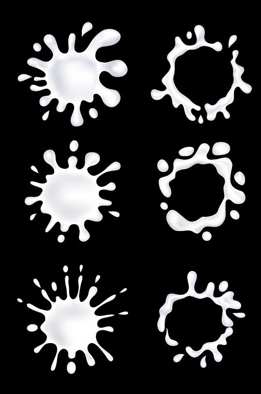 白色喷洒牛奶牛奶素材免扣元素