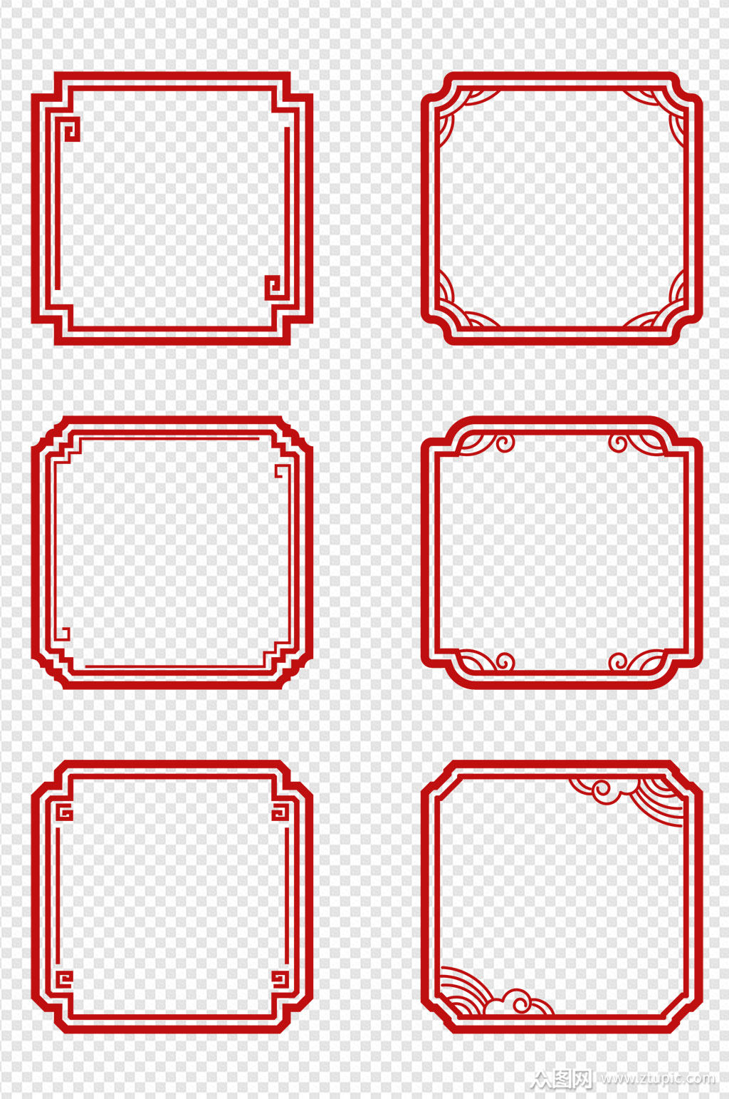 中式中国风云纹回纹祥云装饰边框免扣元素