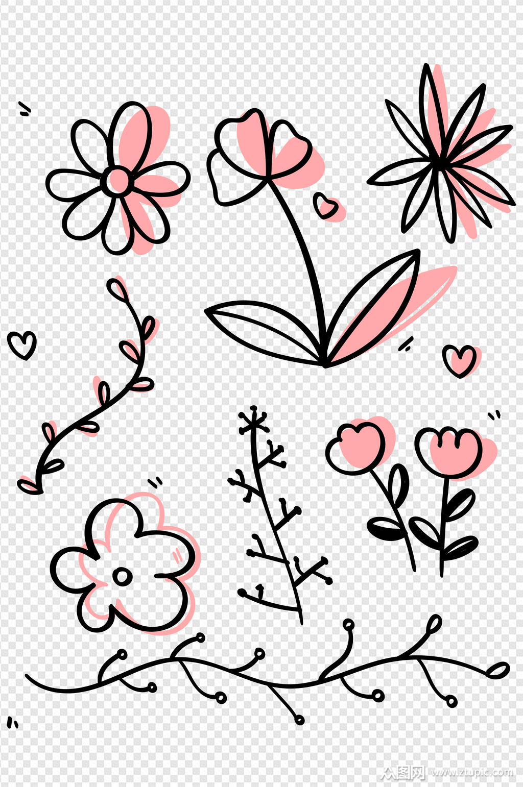 手绘小花花素材组图免扣元素