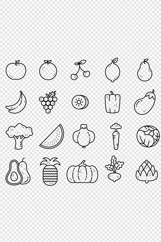 美食水果线条图标icon水果图标免扣元素