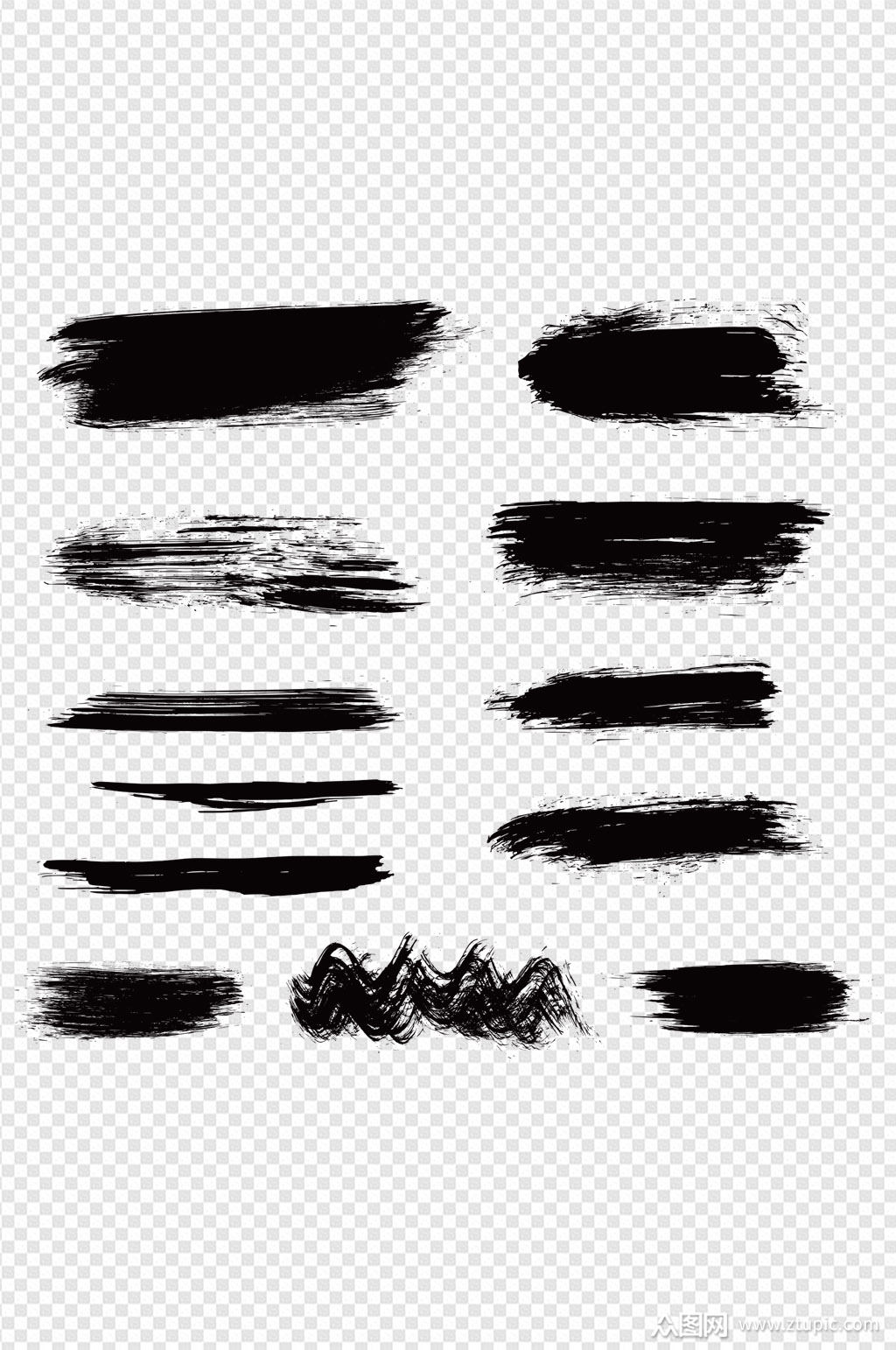 质感毛笔笔触笔刷素材免扣元素