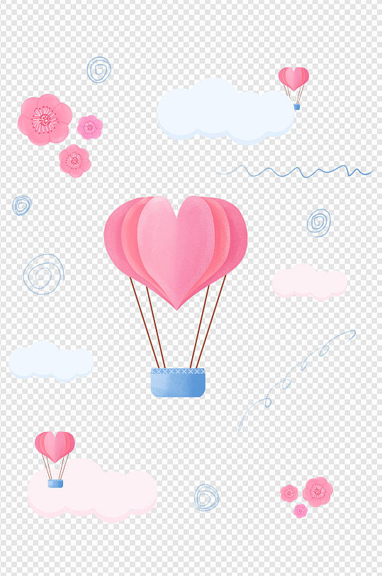 520七夕情人节浪漫气球粉色装饰免扣元素