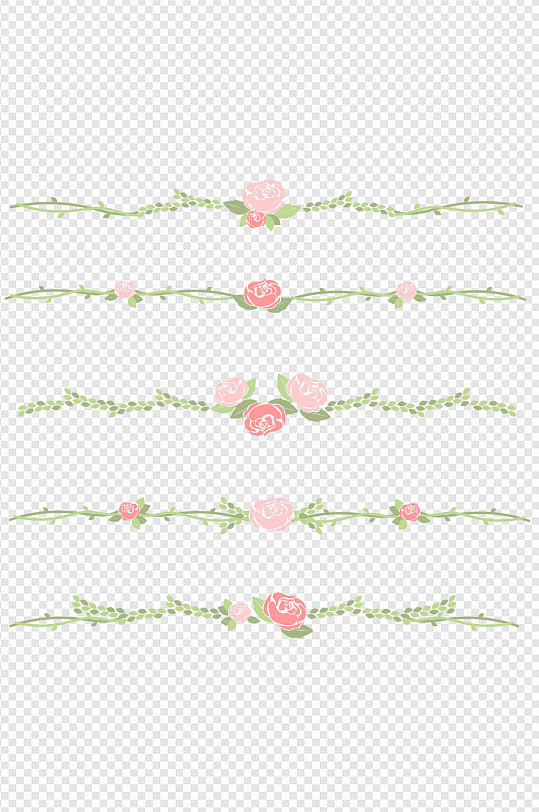 粉色蔷薇玫瑰浪漫清新装饰分割线免扣元素