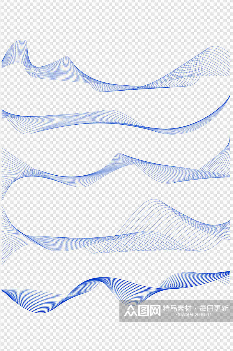 蓝色科技感线条线条装饰流动线条免扣元素素材