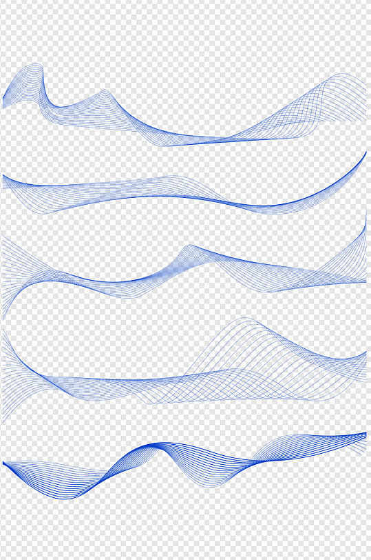 蓝色科技感线条线条装饰流动线条免扣元素