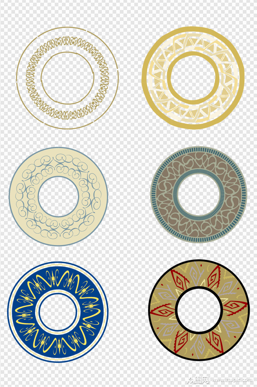 典雅古典花纹圆环圆形设计免扣元素素材