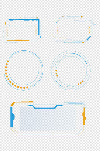 蓝色科技感边框几何图案边框背景免扣元素