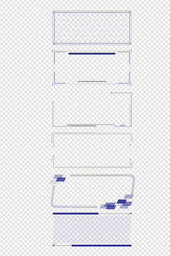 蓝色科技感边框设计免扣元素