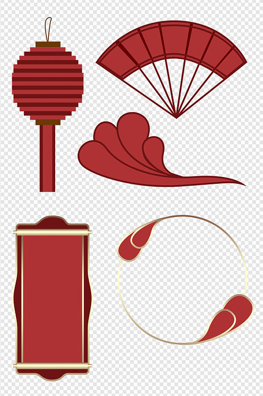 卡通红色喜庆节日中秋国庆免扣元素-众图网