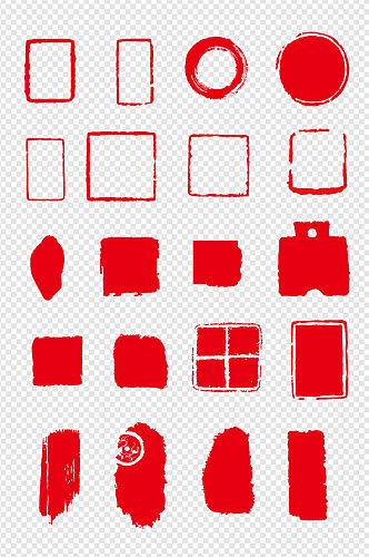 中国风印章边框中式文字框红色印章免扣元素
